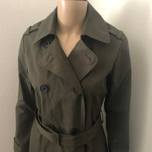 Abercrombie & Fitch Womens Belted Trench Coat Size XS Olive Green - Picture 4 of 6